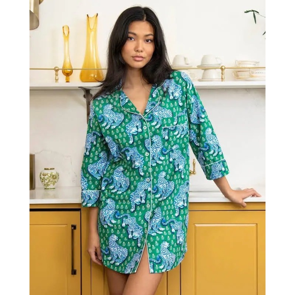 Printfresh Tiger Queen Jade Organic Cotton Sleep Shirt Medium - Picture 10 of 10